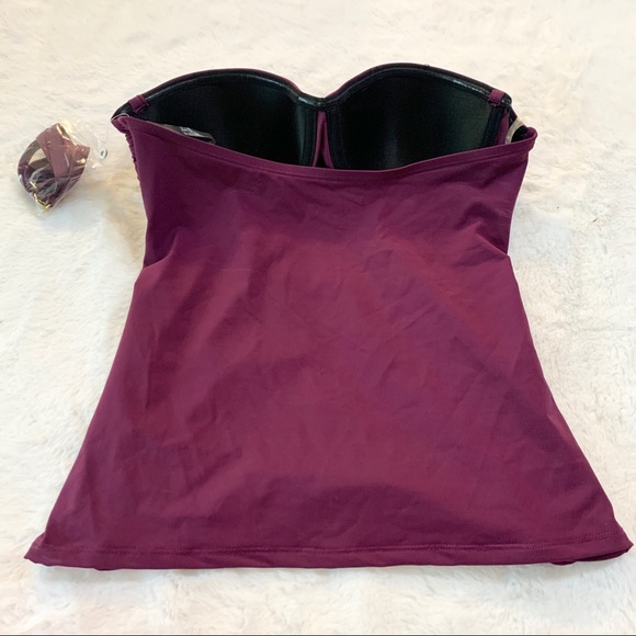 NWT Bleu Rod Beattie Purple Shirred Tankini Swim Top Size 6 - Picture 5 of 9